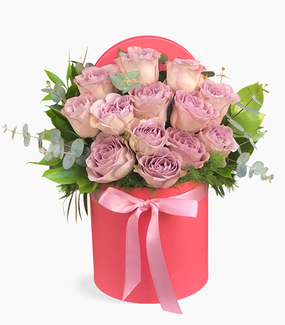 Pembe Kutuda 13 Lila Gül  